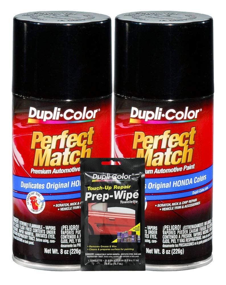 Dupli-Color Black Metallic Exact-Match Automotive Paint - 8 oz, Bundles with Prep Wipe (3 Items)