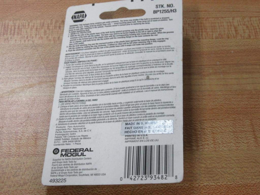 Napa BP1255/H3 Auxiliary Off Road Bulb BP1255H3 (Pack of 5)