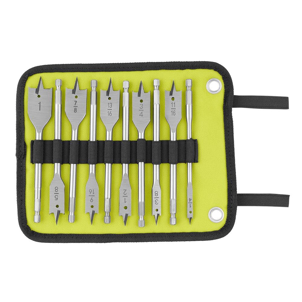 Ryobi 10 PC. Wood Spade Bit Set with Carry Case