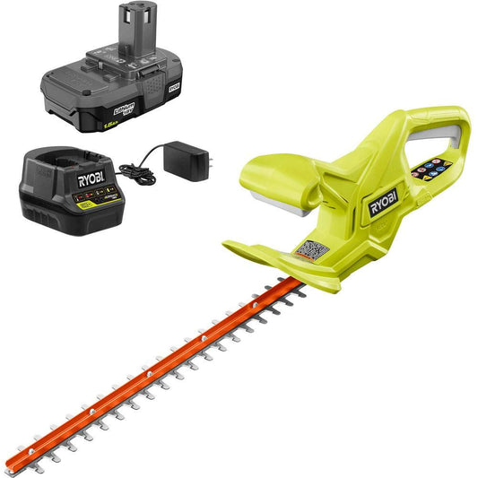 RYOBI P2670 ONE+ Lithium+ 18 in. 18-Volt Lithium-Ion Cordless Hedge Trimmer - 1.5 Ah Battery and Charger Included
