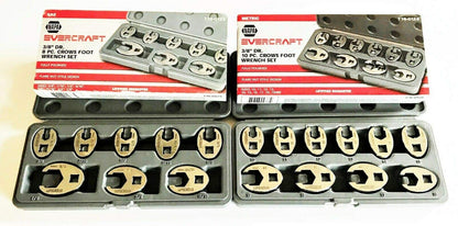 18pc NAPA EVERCRAFT FULLY POLISHED FLARE NUT CROWFOOT WRENCH SET SAE & METRIC