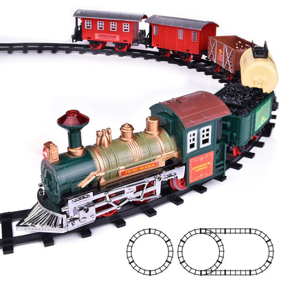 FUN LITTLE TOYS Train Set Classic Electric Train Toy Included 6 Cars and 11 Tracks with Lights and Sounds