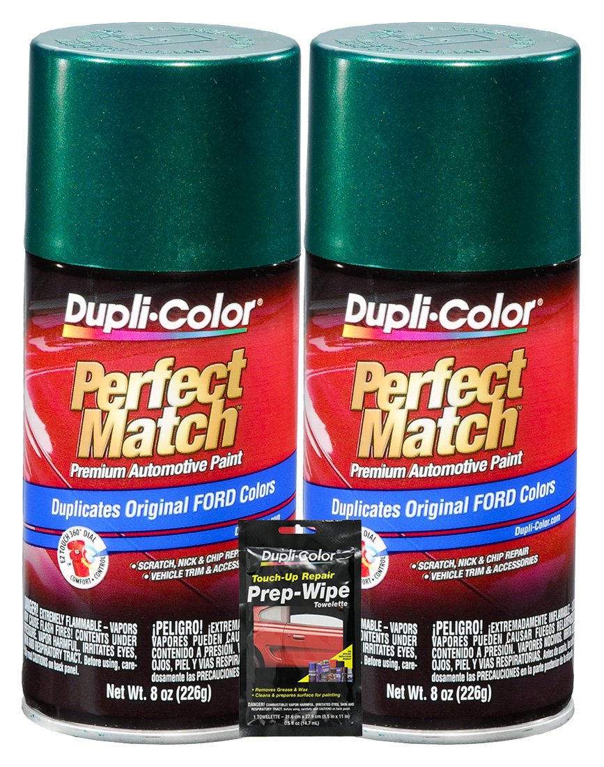 Dupli-Color Amazon Green Metallic Exact-Match Automotive Paint For Ford Vehicles - 8 oz, Bundles with Prep Wipe (3 Items)