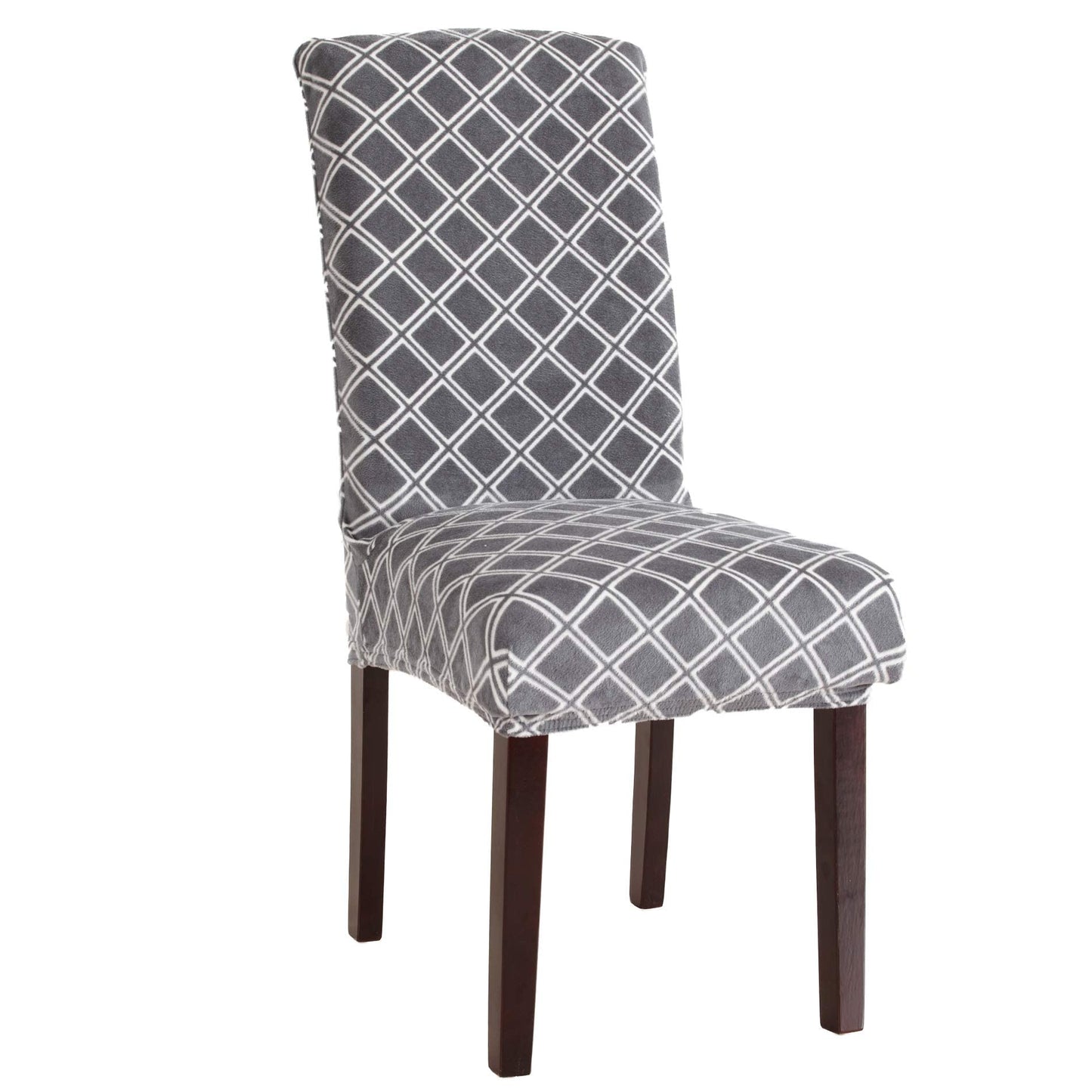 Great Bay Home Printed Velvet Plush Dining Chair Slipcovers. Washable Chair Covers. Summerhill Collection (Set of 2, Grey)