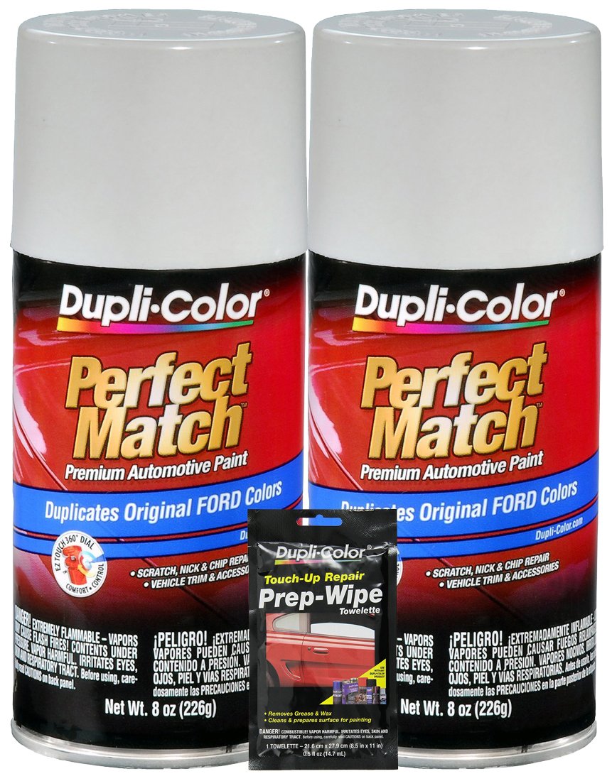 Dupli-Color Oxford White Exact-Match Automotive Paint For Ford Vehicles (8 oz.), Bundles with Prep Wipe (3 Items)