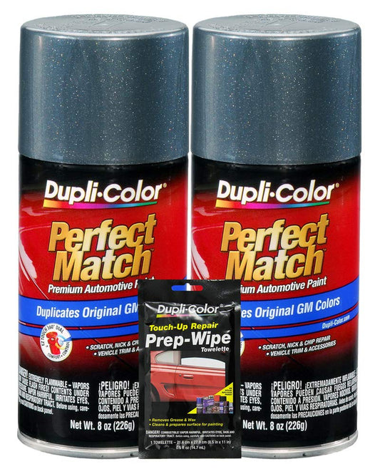 Dupli-Color Gunmetal Metallic Exact-Match Automotive Paint For GM Vehicles - 8 oz, Bundles with Prep Wipe (3 Items)