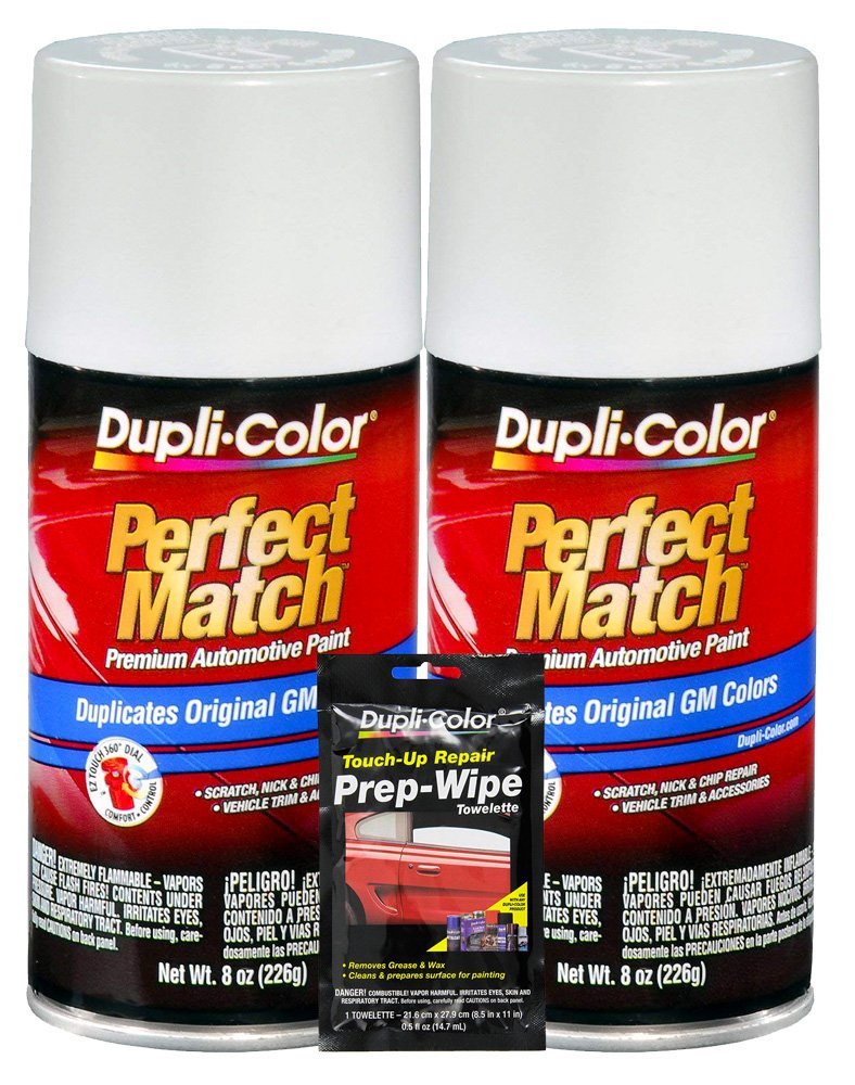 Dupli-Color Bright White Exact-Match Automotive Paint For GM Vehicles - 8 oz, Bundles with Prep Wipe (3)