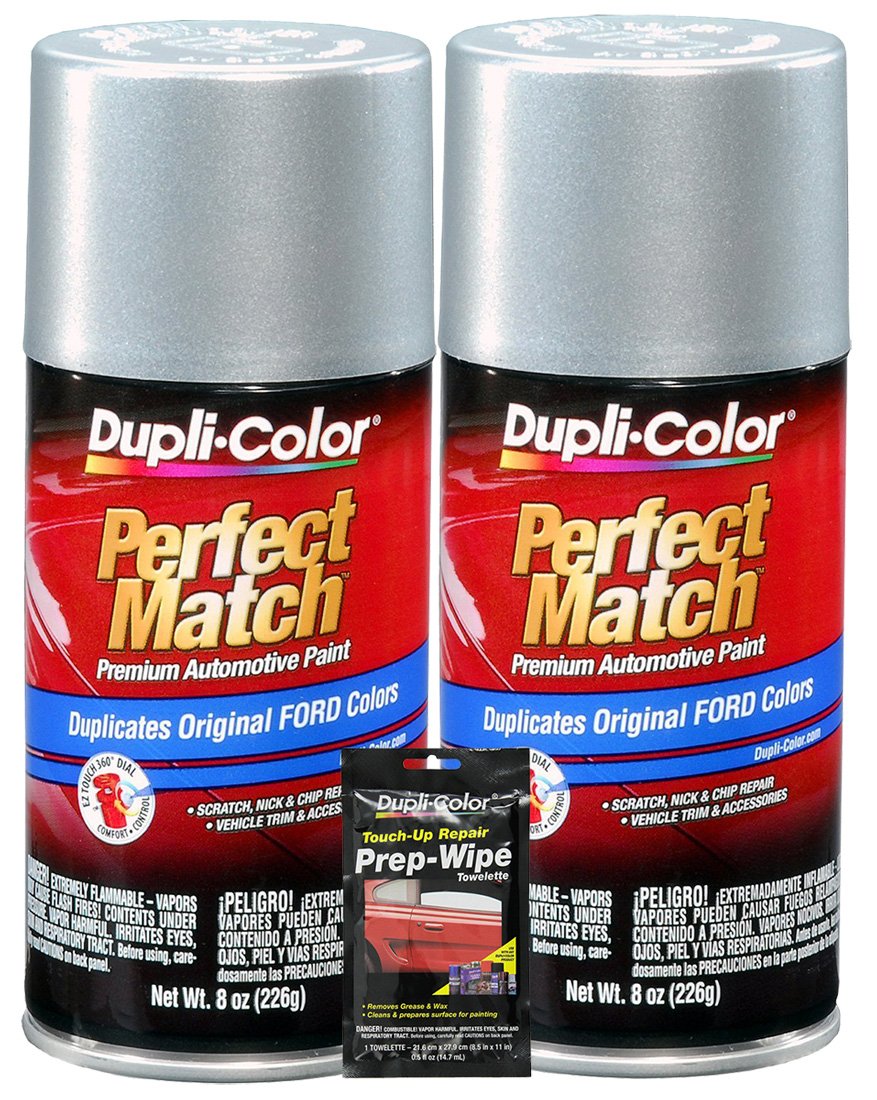 Dupli-Color Silver Charcoal Metallic Exact-Match Automotive Paint for Ford Vehicles - 8 oz, Bundles with Prep Wipe (3 Items)