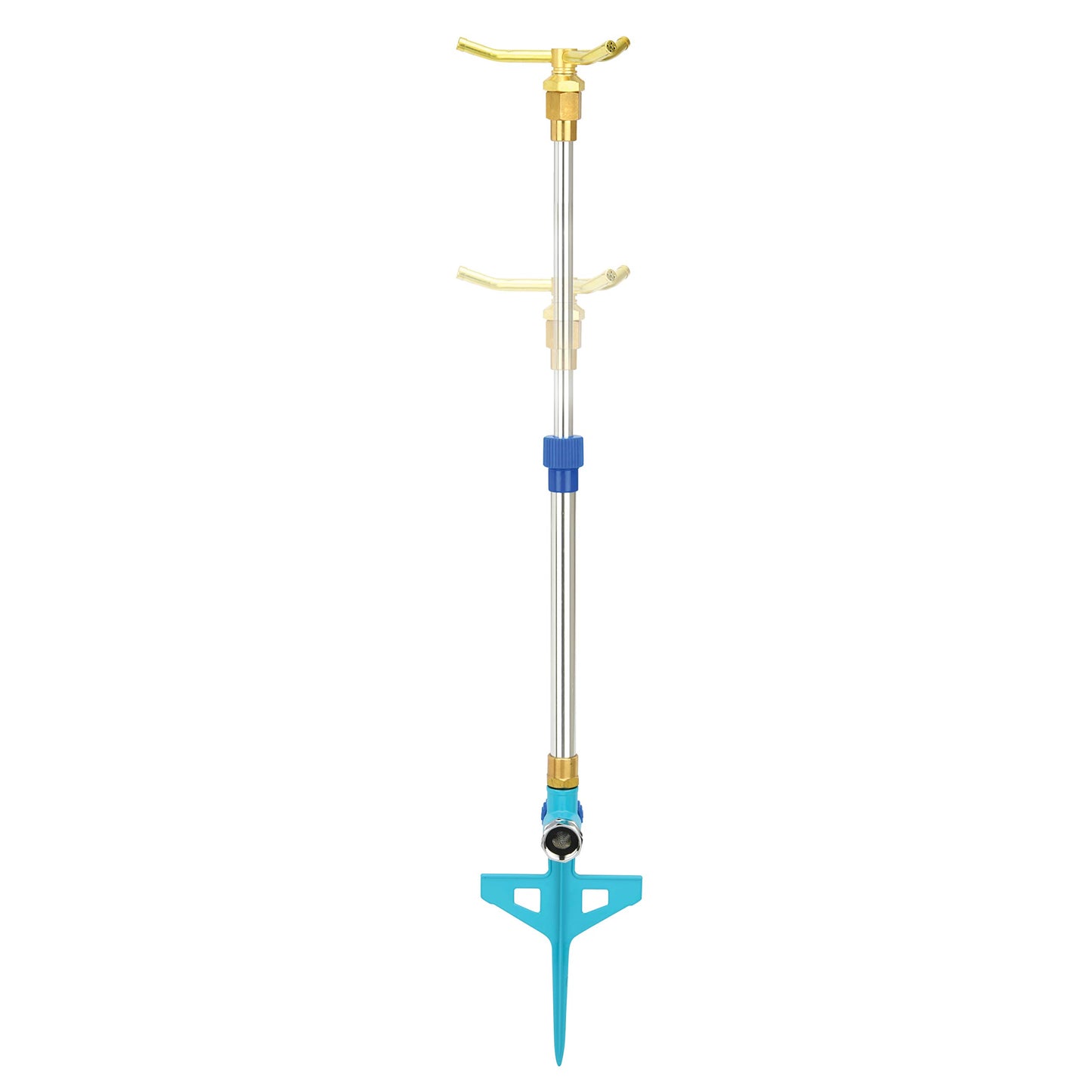 Aqua Joe AJ-ISTAS Indestructible Brass 3-Arm Rotating Sprinkler w/Telescopic Spike up to 31 Inches