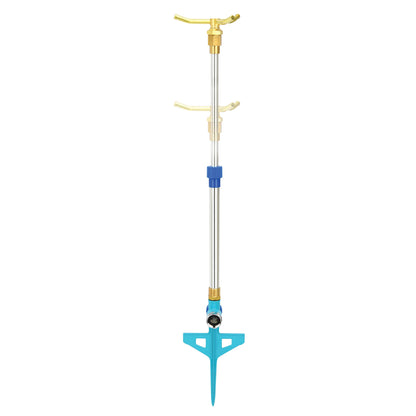 Aqua Joe AJ-ISTAS Indestructible Brass 3-Arm Rotating Sprinkler w/Telescopic Spike up to 31 Inches