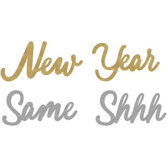 New Year Glittery Large Hanging Letter Banner - 11 1/2" - 13" x 22" - 26 3/4" - Gold And Silver - 4 Set