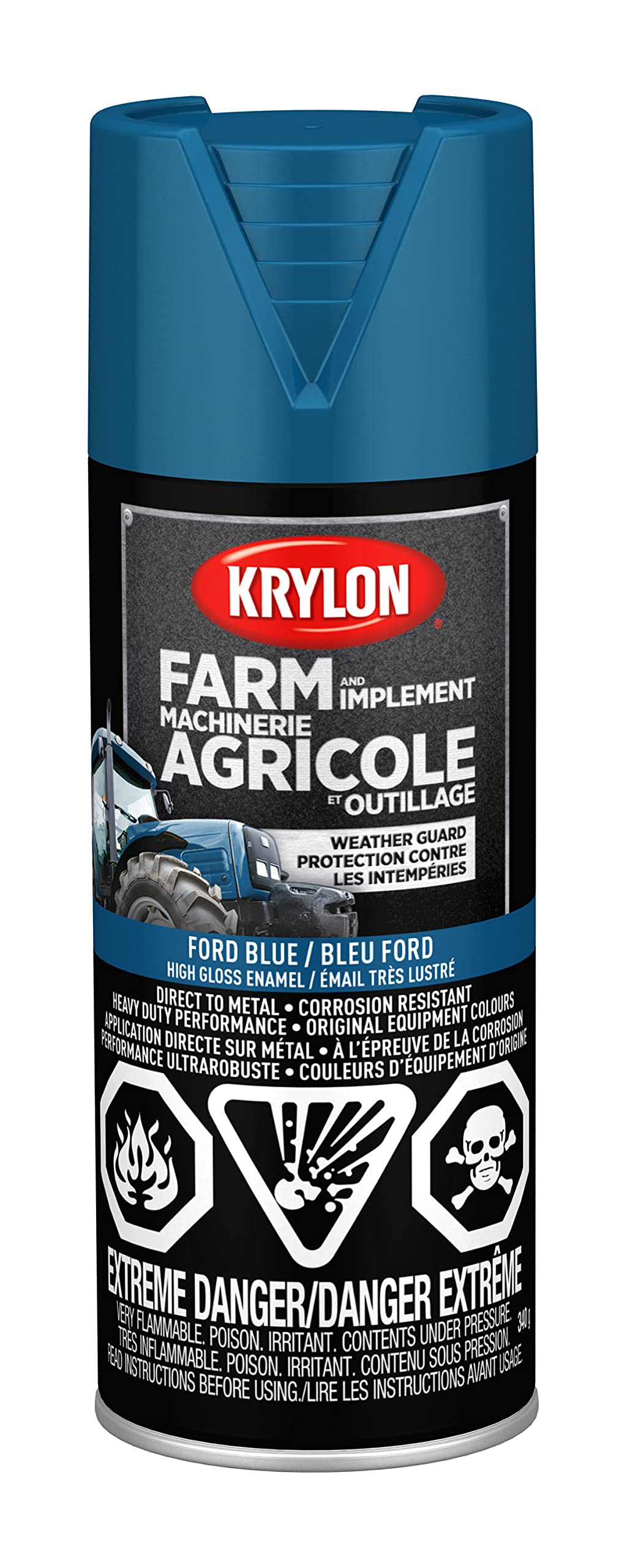 Krylon 419360000 Farm and Implement Paint, Ford Blue, 12 oz