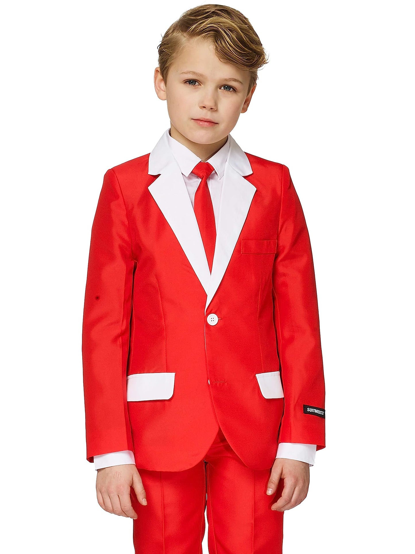 SUITMEISTER Boys Christmas Suit - Festive Santa Outfit Slim Fit - Red - White