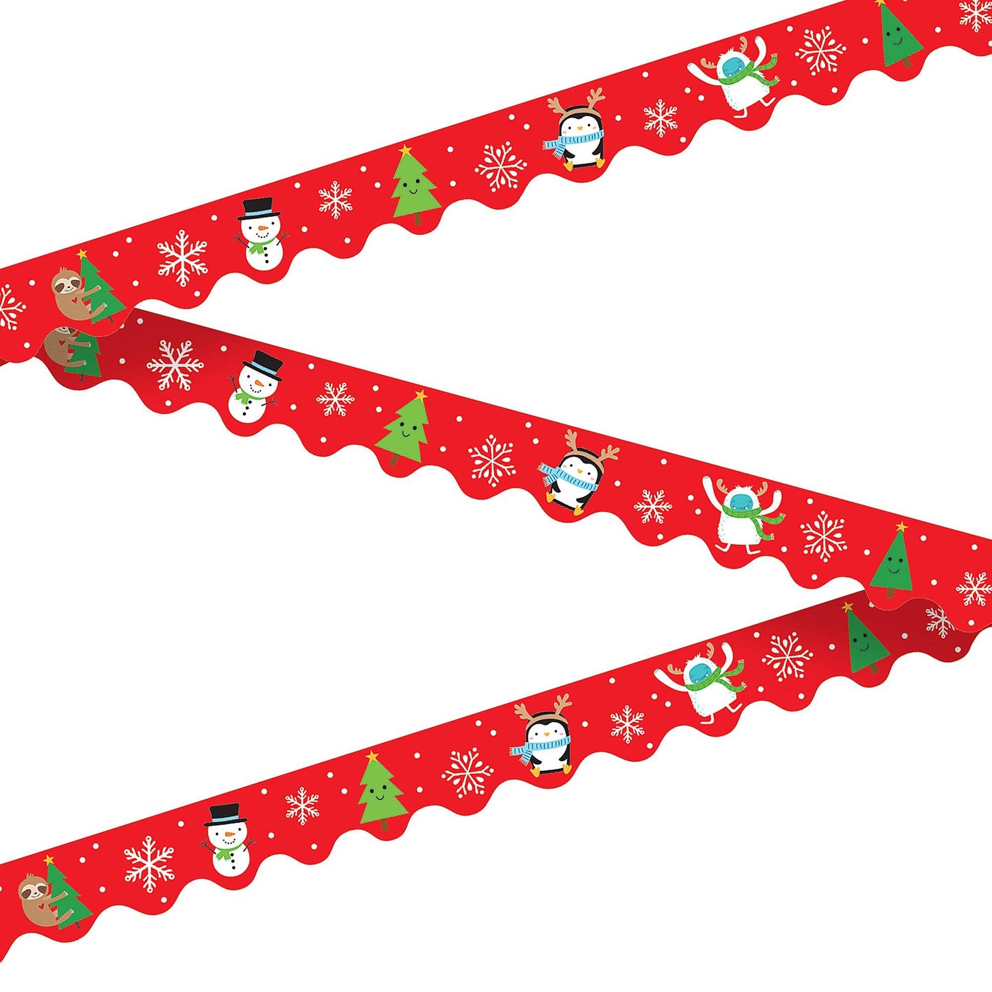 Red and Green Christmas Character Paper Bulletin Border Trim - 2.18" x 39", 12 Pieces Paper Strips - Perfect for Christmas and Holiday Decorations