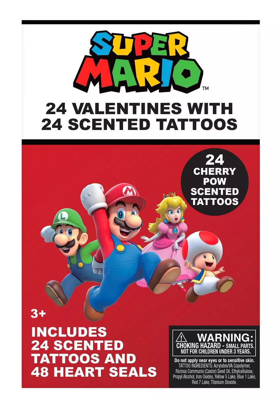 Super Mario 24 Scented Valentines Cards with Seals