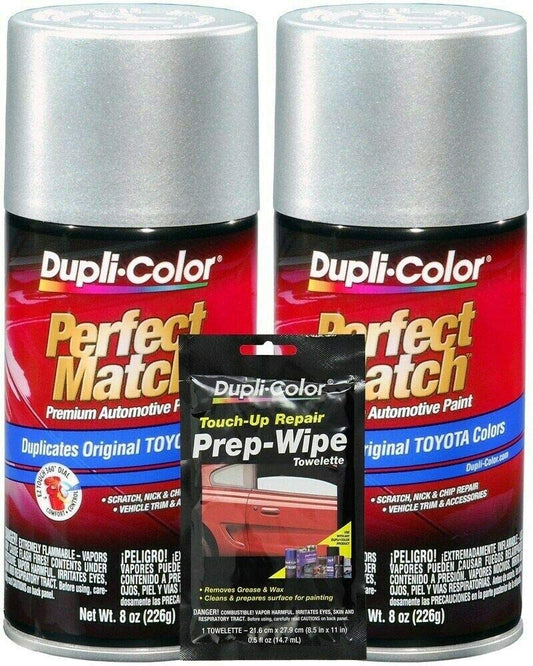 Duplicolor BTY1602 Exact-Match Lunar Mist (Metallic) Automotive Paint Compatible with Toyota Vehicles - 8 oz, Bundle Prep Wipe (3 Items)