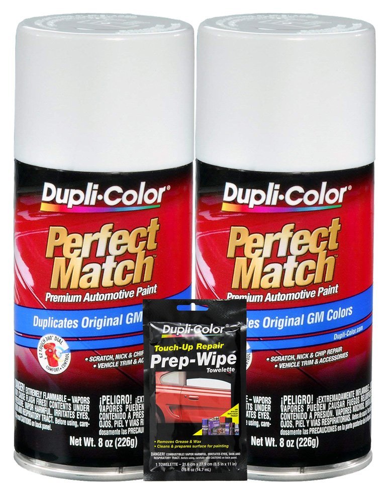 Dupli-Color Polar/Arctic White Exact-Match Automotive Paint For GM Vehicles - 8 oz, Bundles with Prep Wipe (3 Items)