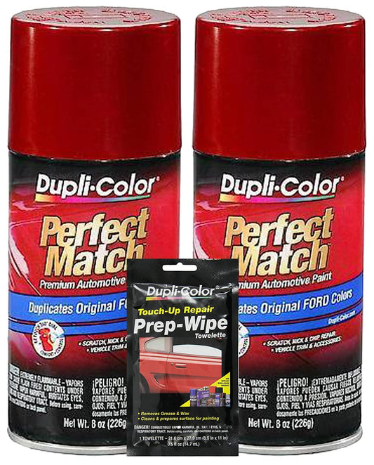 Dupli-Color Blaze Red Crystal Perfect Match Automotive Paint Compatible With Chrysler Vehicles - 8 oz, Bundles with Prep Wipe (3 Items)