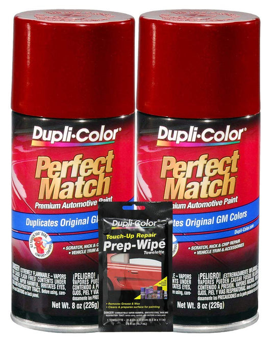 Dupli-Color Dark Cherry Metallic Exact-Match Automotive Paint For GM Vehicles - 8 oz, Bundles with Prep Wipe (3 Items)