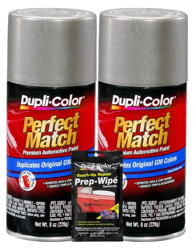 Dupli-Color Pewter Metallic Exact-Match Automotive Paint For GM Vehicles - 8 oz, Bundles with Prep Wipe (3 Items)