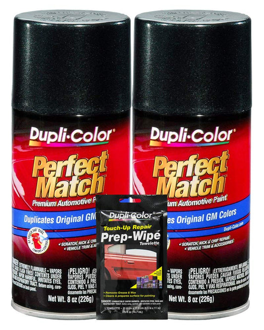 Dupli-Color Dark Spiral Gray Metallic Exact-Match Automotive Paint For GM Vehicles - 8 oz, Bundles with Prep Wipe (3 Items)