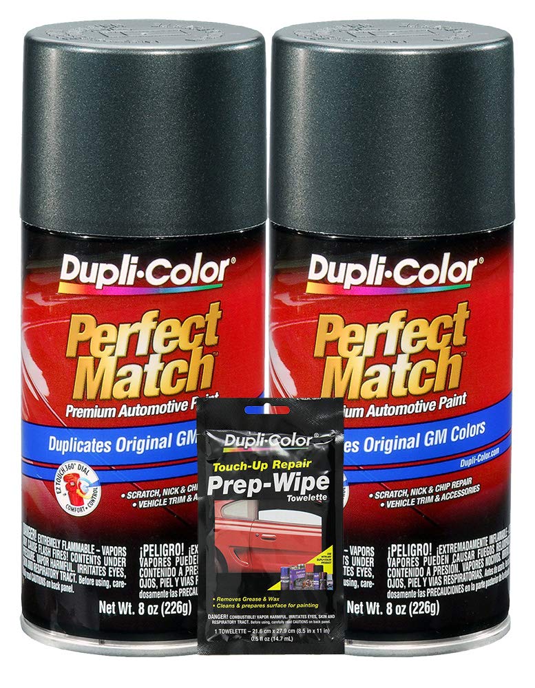 Dupli-Color Storm Gray Metallic Exact-Match Automotive Paint for GM Vehicles - 8 oz, Bundles Prep Wipe (3 Items)