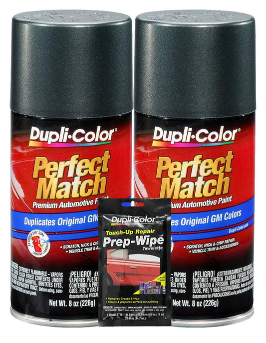 Dupli-Color Storm Gray Metallic Exact-Match Automotive Paint for GM Vehicles - 8 oz, Bundles Prep Wipe (3 Items)