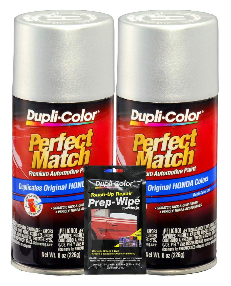 Dupli-Color Arctic Silver Metallic Exact-Match Automotive Paint - 8 oz, Bundle with Prep Wipe (3 Items)