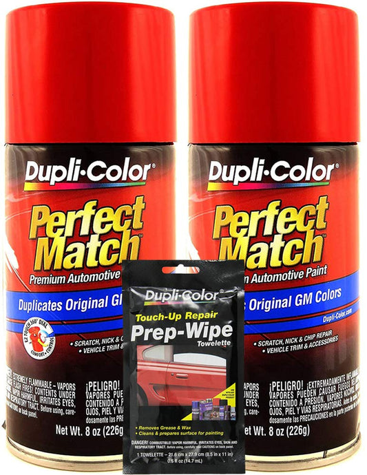 Duplicolor Torch Red Exact-Match Automotive Paint Compatible with GM Vehicles - 8 oz, Bundles with Prep Wipe (3 Items)