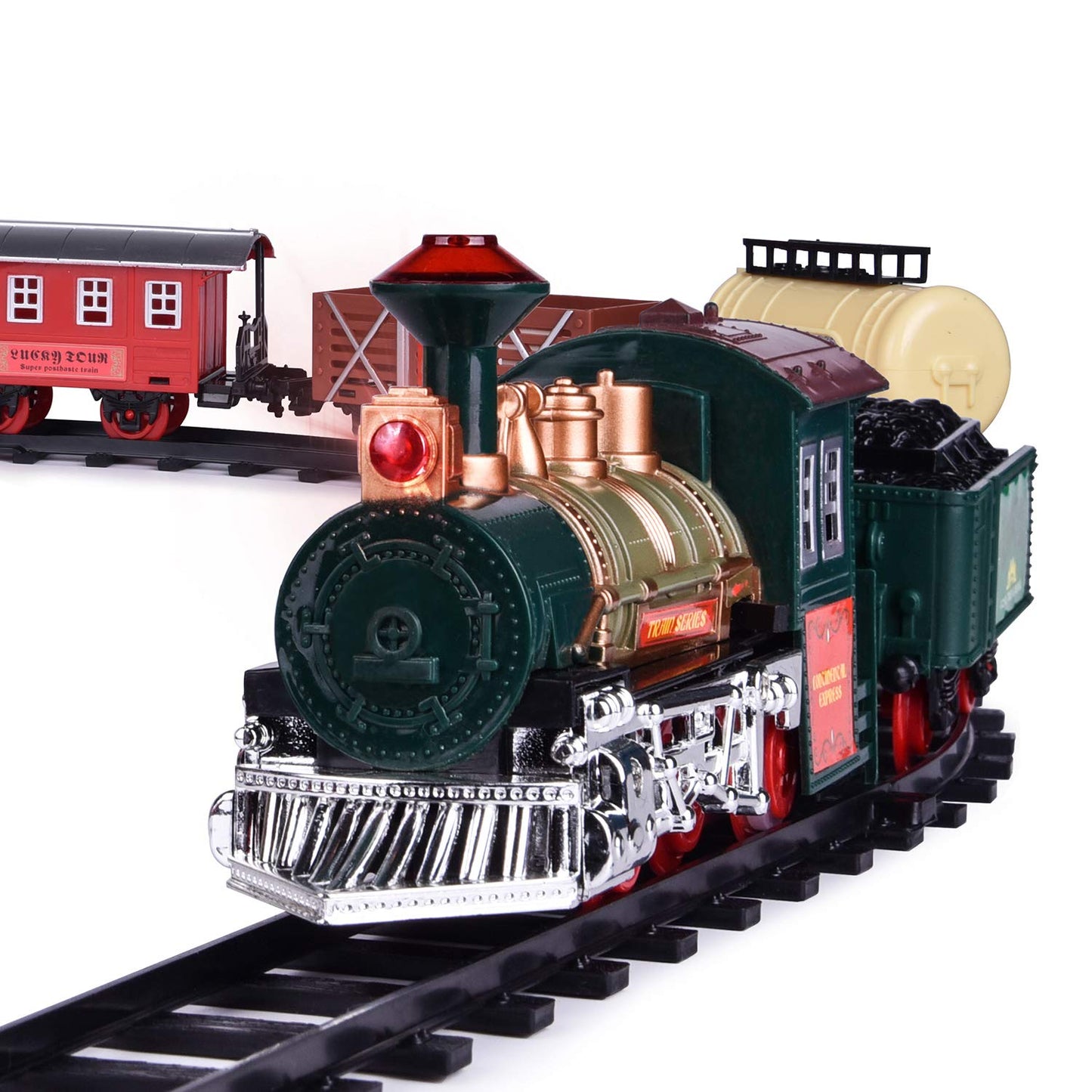 FUN LITTLE TOYS Train Set Classic Electric Train Toy Included 6 Cars and 11 Tracks with Lights and Sounds
