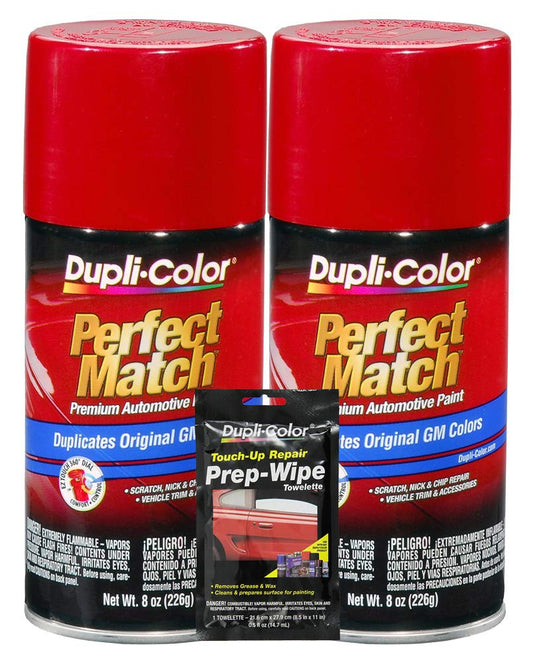 Dupli-Color Victory Red Exact-Match Automotive Paint For GM Vehicles - 8 oz, Bundles with Prep Wipe (3 Items)