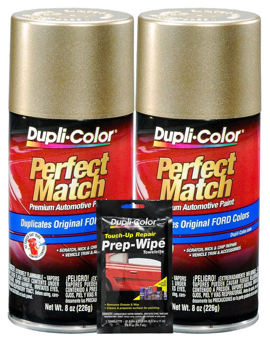 Dupli-Color Harvest Gold Exact-Match Automotive Paint For Ford Vehicles - 8 oz, Bundles with Prep Wipe (3 Items)