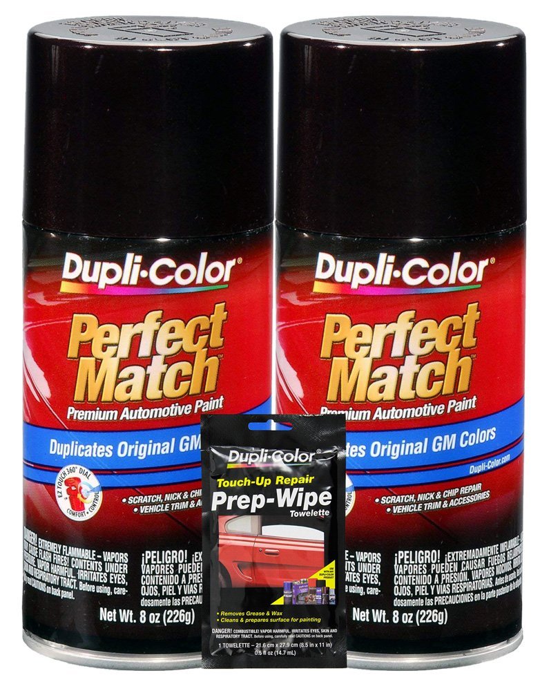 Dupli-Color Dark Cherry Metallic Exact-Match Automotive Paint For GM Vehicles - 8 oz, Bundles with Prep Wipe (3 Items)