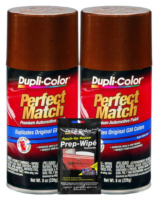 Dupli-Color Cordova Brown Metallic Exact-Match Automotive Paint for GM Vehicles - 8 oz, Bundles with Prep Wipe (3 Items)