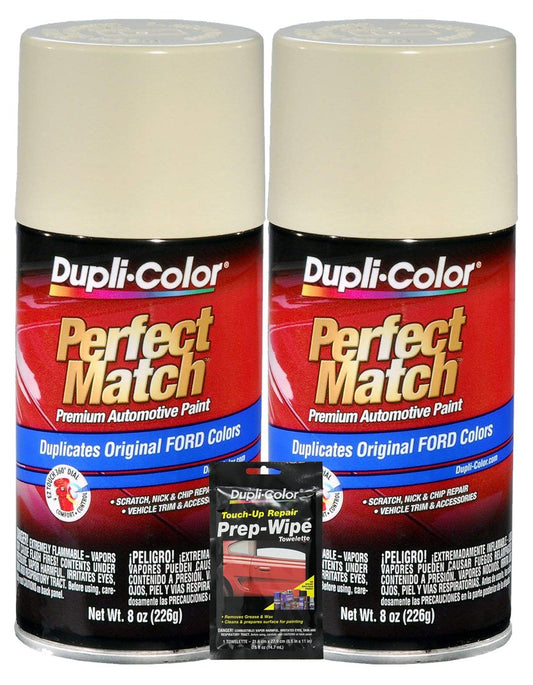 Dupli-Color Wimbledon White Perfect Match Automotive Paint for Ford Vehicles - 8 oz, Bundles with Prep Wipe (3 Items)