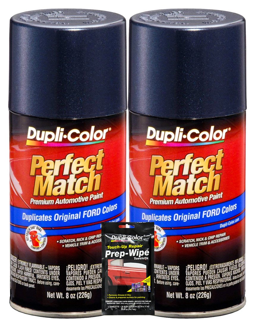 Dupli-Color Medium Wedgewood Metallic Exact-Match Automotive Paint For Ford Vehicles - 8 oz, Bundles with Prep Wipe (3 Items)