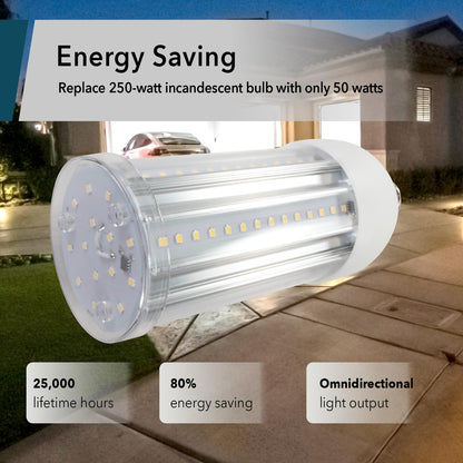 GT-Lite LED Corn Cob Bulb, 50W (300W Equivalent), 5000 Lumen, Daylight 5000K, E26 Base Energy Saving LED Light for Indoors Garage Workshop Warehouse