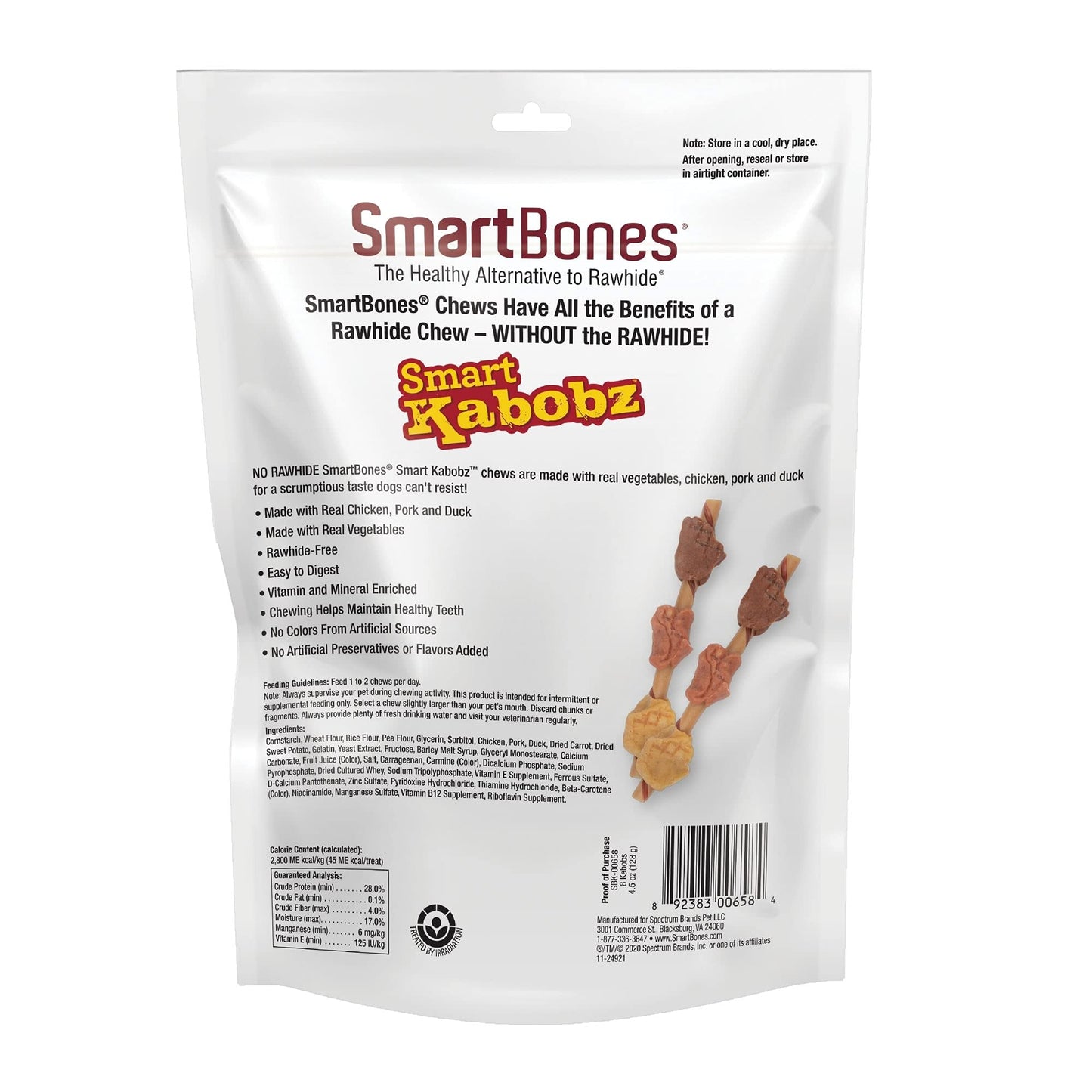 SmartBones Smart Kabobz, 8 Count, Rawhide-Free Chews For Dogs, Made With Real Chicken, Pork And Duck, 6.5 oz