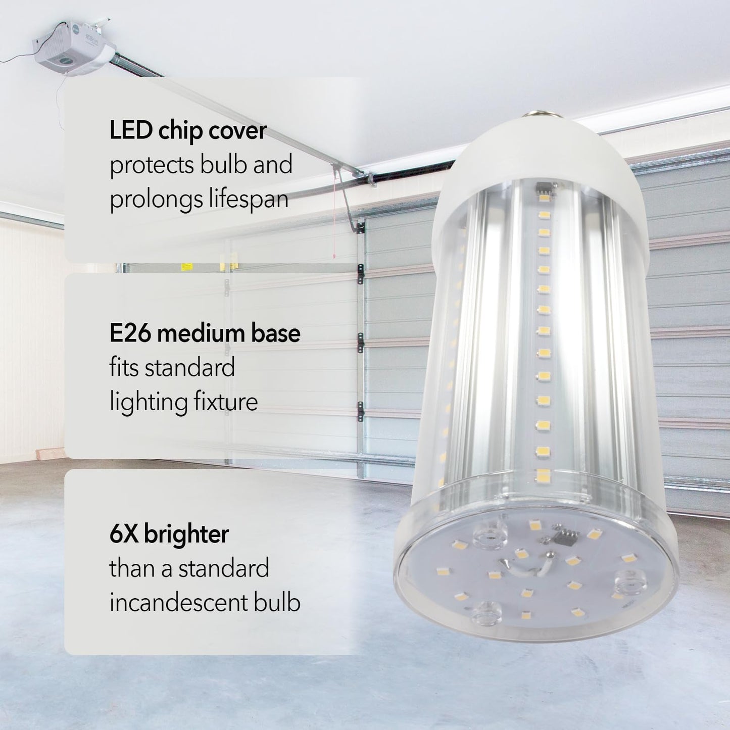 GT-Lite LED Corn Cob Bulb, 50W (300W Equivalent), 5000 Lumen, Daylight 5000K, E26 Base Energy Saving LED Light for Indoors Garage Workshop Warehouse