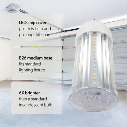 GT-Lite LED Corn Cob Bulb, 50W (300W Equivalent), 5000 Lumen, Daylight 5000K, E26 Base Energy Saving LED Light for Indoors Garage Workshop Warehouse
