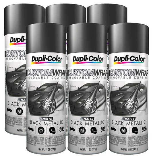 Dupli-Color Matte Black Metallic Custom Wrap Removable Paint 11 oz. - (6 Pack)