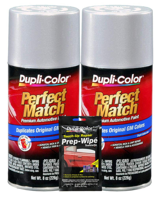 Dupli-Color Light Slate Metallic Exact-Match Automotive Paint For GM Vehicles - 8 oz, Bundles with Prep Wipe (3 Items)