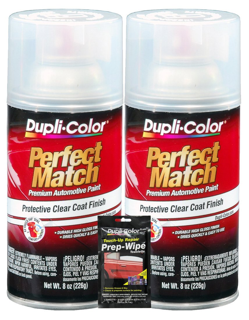 Dupli-Color Acrylic Clear Perfect Match Automotive Top Coat - 8 oz, Bundles with Prep Wipe (3 Items)