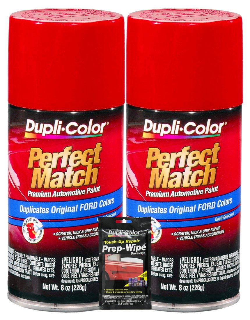 Dupli-Color Cardinal Red Exact-Match Automotive Paint for Ford Vehicles - 8 oz, Bundles with Prep Wipe (3 Items)