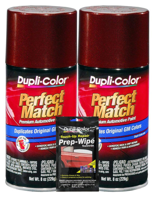 Dupli-Color Dark Toreador Metallic Exact-Match Automotive Paint for GM Vehicles - 8 oz, Bundles with Prep Wipe (3 Items)