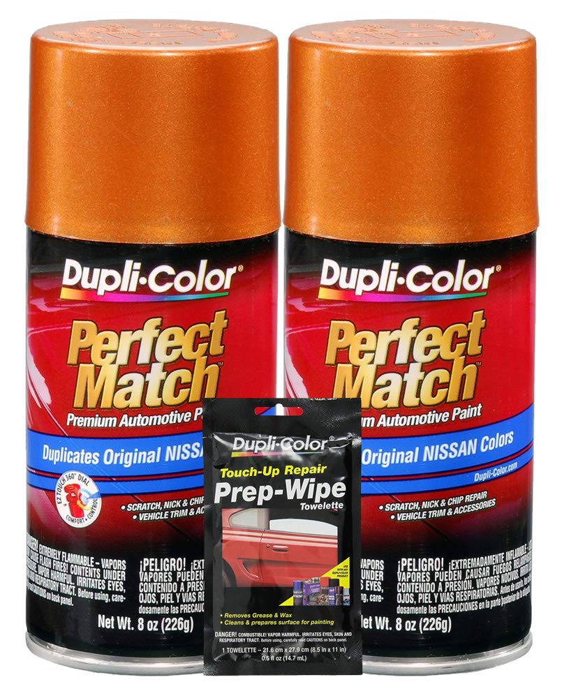 Dupli-Color Orange Mist (M) Exact-Match Automotive Paint - 8 oz, Bundles Prep Wipe (3 Items)