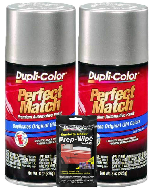 Dupli-Color Metallic Light Drift Sand Exact-Match Automotive Paint Compatible With GM Vehicles - 8 oz, Bundle with Prep Wipe (3 Items)