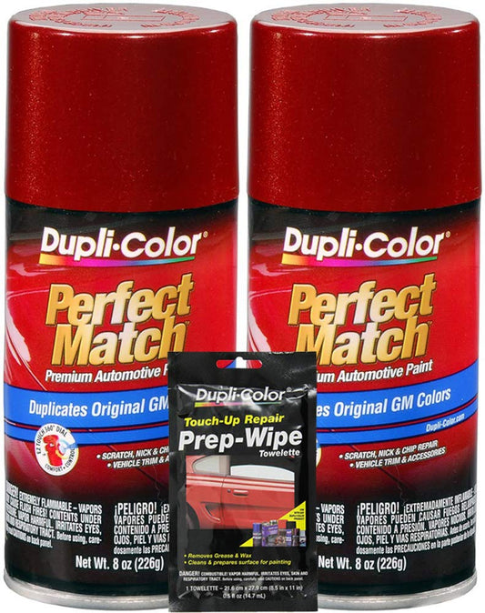 Dupli-Color Metallic Autumn Maple Exact-Match Automotive Paint Compatible with GM Vehicles - 8 oz, Bundles with Prep Wipe (3 Items)