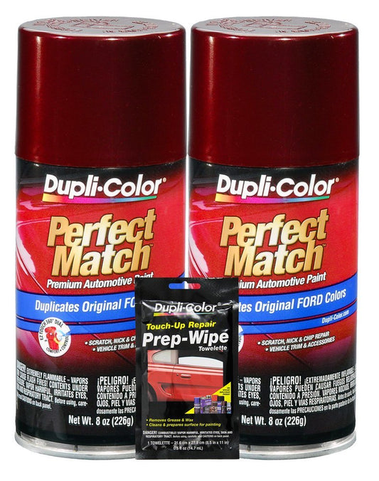 Dupli-Color Dark Toreador Red Exact-Match Automotive Paint For Ford Vehicles - 8 oz, Bundles with Prep Wipe (3 Items)