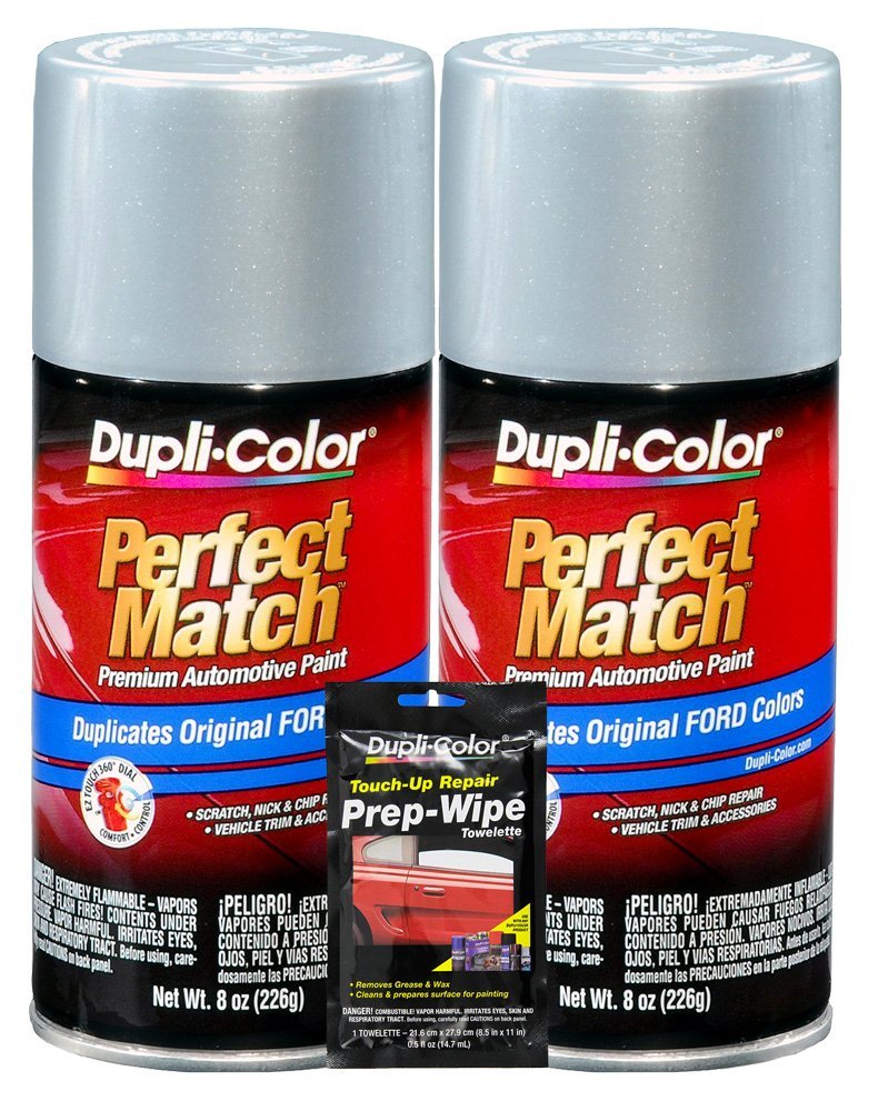 Dupli-Color Silver Metallic Exact-Match Automotive Paint For Ford Vehicles - 8 oz, Bundles with Prep Wipe (3 Items)